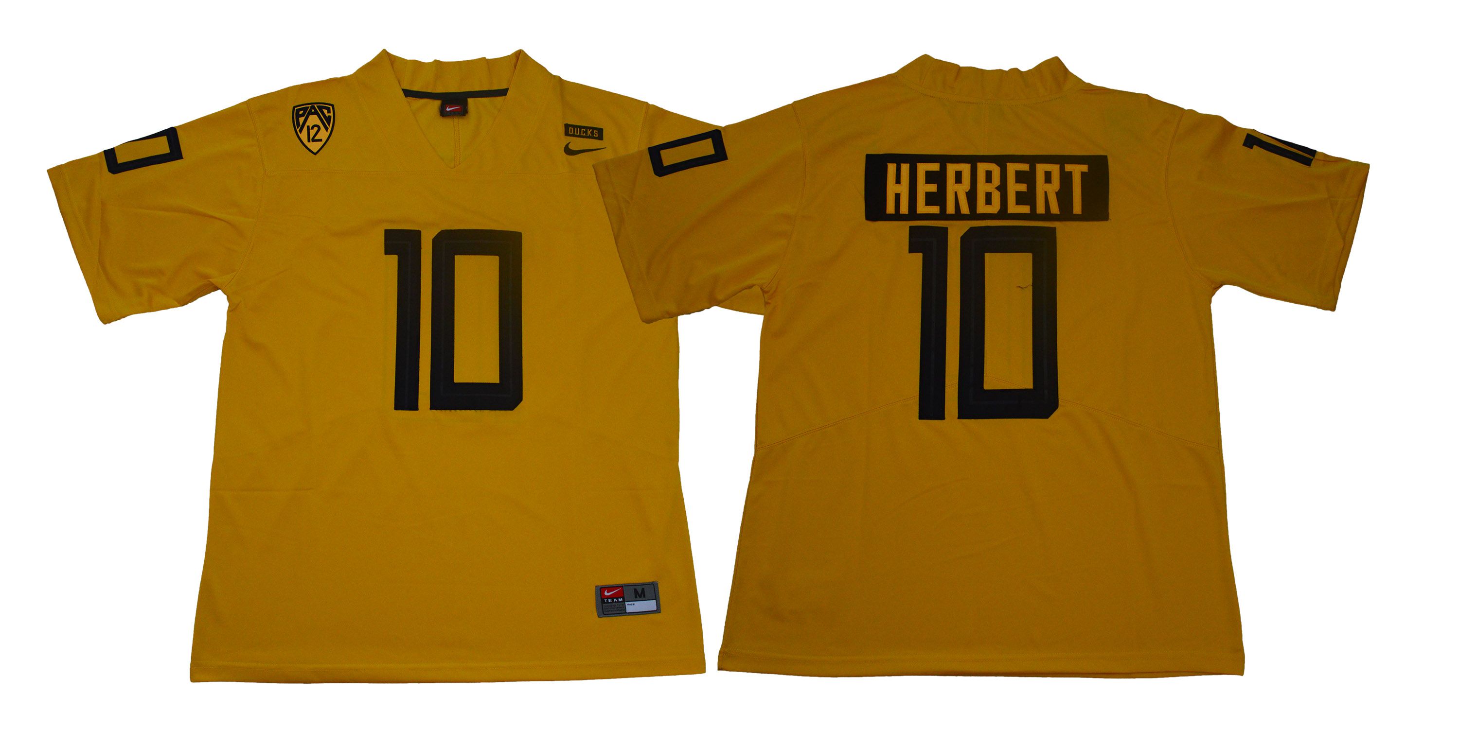 Men Oregon Ducks #10 Herbert Yellow Legendary Edition Nike NCAA Jerseys